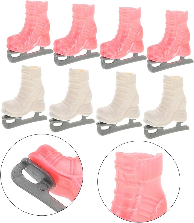 Kisangel 4pairs Miniature Ice Skates Dolly Skates Dollhouse Decor Accessories Realistic Toy Dolls