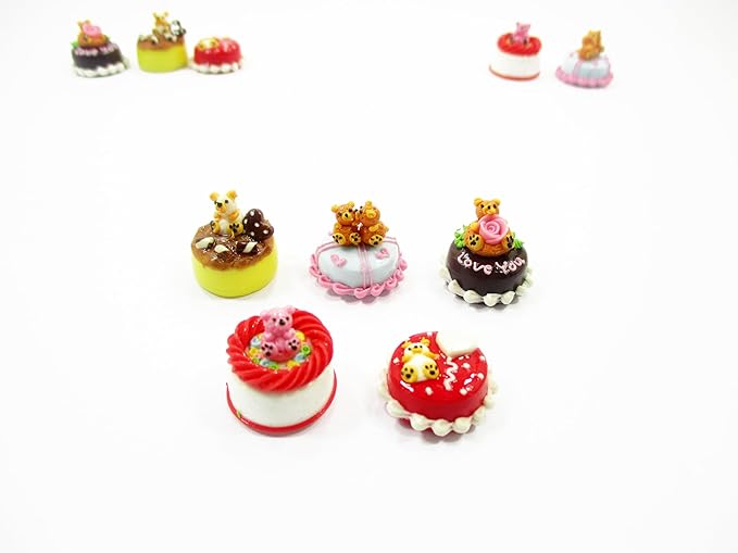 Dollhouse Miniature Food 1.5 cm 5 Mixed Tiny Bear Color Cake Dolls Bakery 15735