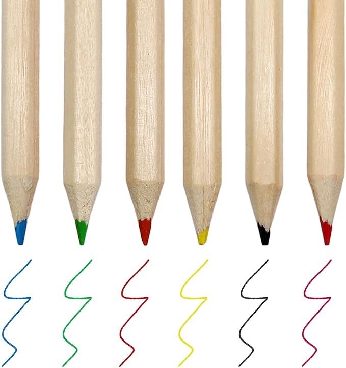 Zorfeter 25 Pack 3.5 Inch Mini Colored Pencils, 6 Per Pack Portable Short Fat Pre-Sharpened Bulk Pencils 6 Colors for Painting/Classroom School Supplies(150PCS)