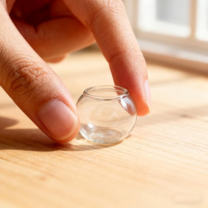 LOGOFUN 6pcs Miniature Fish Bowl Dollhouse 1: 12 Mini Glass Goldfish Tank Small Glass Goldfish Bowl for Dollhouse House Desktop Ornaments - 24MM