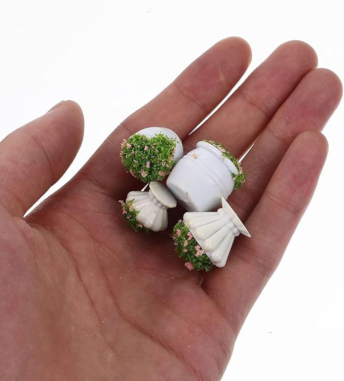 Abaodam 8Pcs Dollhouse Miniature Plants Mini Potted Plant Miniature Bonsai Plants Mini Flower Pots Scenery Landscape Plant Decor Dollhouse Decoration Greenery Ornament