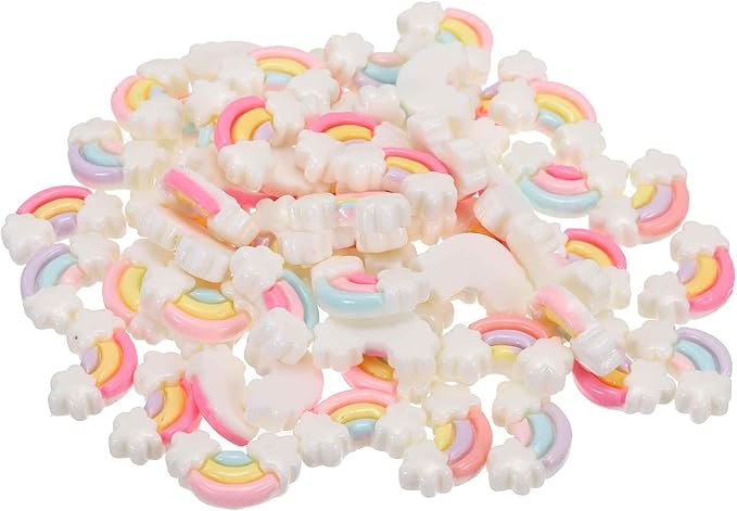 Mini Cute Rainbow Decor, Miniature Doll Food Crafts for Dollhouse & Landscape & Mini Kitchen & Micro Fairy Garden & DIY Craft Decorations(Rainbow Colors, 60pcs)