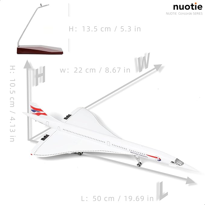 1:125 Concorde Airplane Pre-Build Diecast Aircraft Model Kit - Simulation Display for Collection or Gift (British Airways)