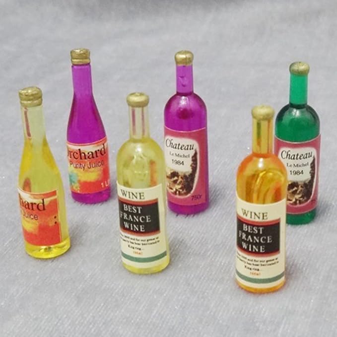 EXCEART 54pcs Miniature Wine Bottles for Dollhouse Ornaments Lovely Bottle Realistic Colors and Shapes for Home Decoration and Collecting Mixed Styles