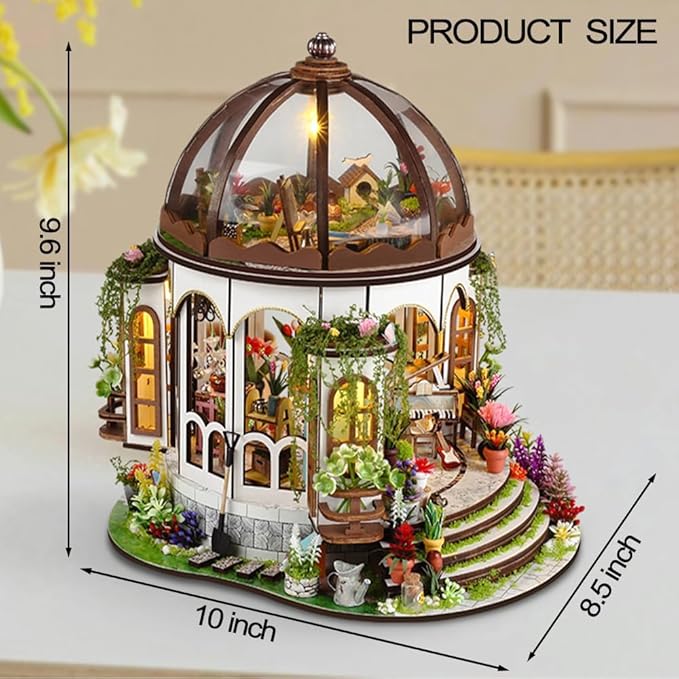 Hanging Garden DIY Miniature Dollhouse Kit, Dollhouse Kit with LED Light and Dust Cover for Birthday Christmas, Mini House Making Kit for Adults, Hobby Craft Gift for Christmas Day