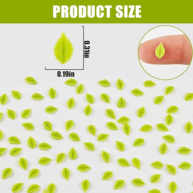 500 Pieces Tiny Leaves Decor for Dollhouse Mini Resin Decor for Crafts Tiny Things for Fairy Garden Micro Landscaping Decoration