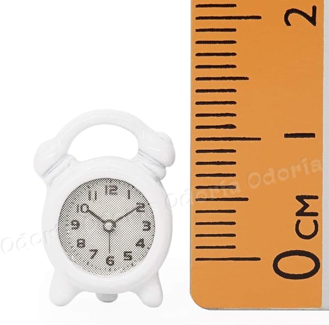 Odoria 1/12 Miniature Alarm Clock Dollhouse Decoration Accessories, White