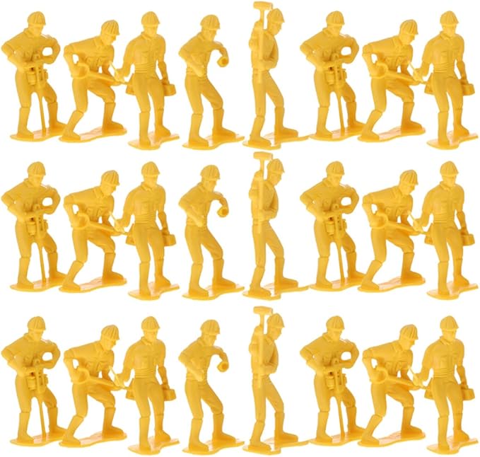 VOSAREA 54Pcs Miniature People Engineering Worker Models Set Plastic Figures for Projects Safe and Realistic Miniature Models for Creative Play and Cognitive Development