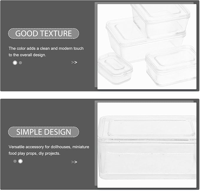 4pcs Dollhouse Food Storage Box 1/12 Scale Dollhouse Bento Box Plastic Kitchen Ornament for DIY Making Mini House Accessories Transparent
