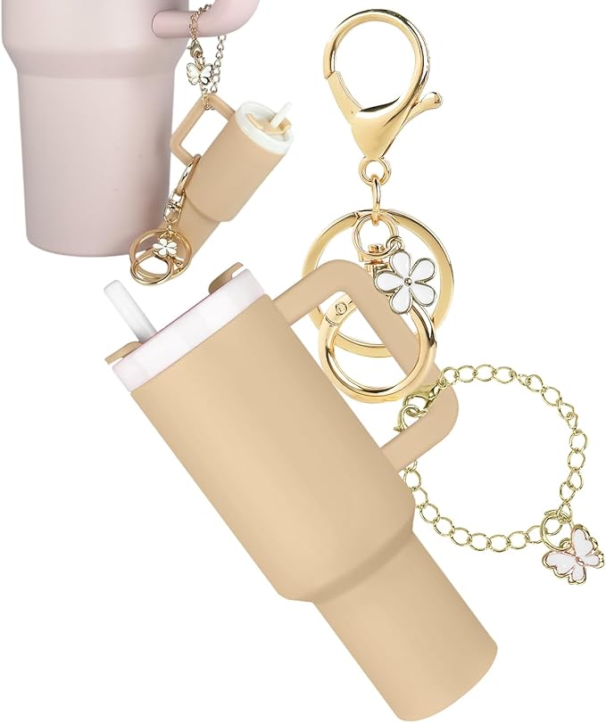 ERTUNA Mini Tumbler Keychain Accessories for Stanley Cup, 2 Way Cute Charms Chapstick Lip Balm Holder for Women Purse Handbag