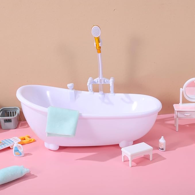 Doll Bathing Tub, Electric Water Spraying Bathtub Swimming Pool with Sprayer for Doll Bathtub with Light and Sound