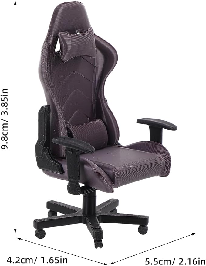 SUPVOX Miniature Gaming Chair Model, Realistic Tiny Computer Chair for Dollhouse Furniture, Office Desk Decor and Collector Display