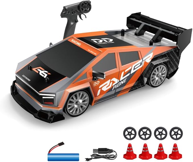 1:24 Scale RC Drift Car, 30KM/H 4WD 2.4GHz Remote Control Cars with LED Light, Racing and 4 Drifting Wheels, High Speed RC Racing Cars Perfect Toy Gift for Teen Adults