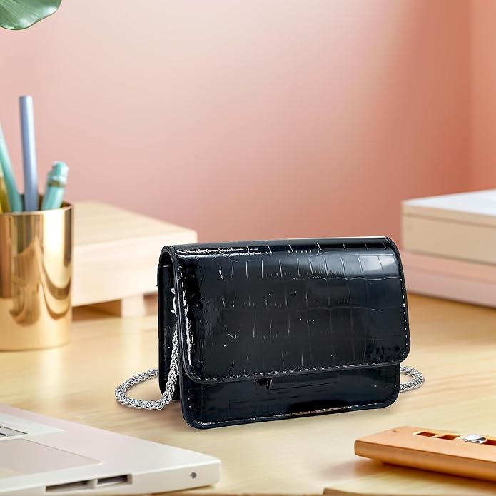 NovaKnot Metallic Mini Crossbody Purse, Evening Clutch Bag with Removable Chain Strap, Small Purse for Women, Not for Phones