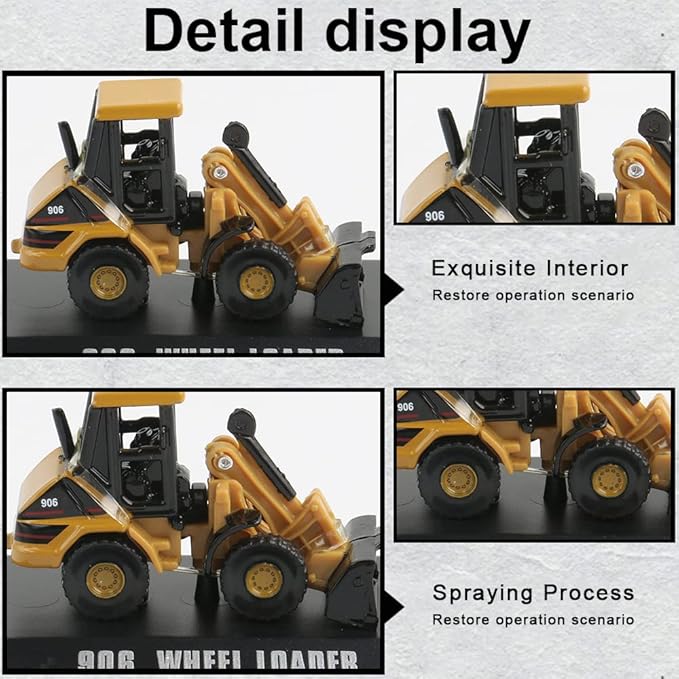 EROCK 1:160 N Scale Alloy Construction Vehicles - 1 Pcs, Die Cast Mini Construction Truck Toys, Engineering Vehicle Model for N Scale Railroad, Train Set, Collection, Age 8+ (906 Wheel Loader)