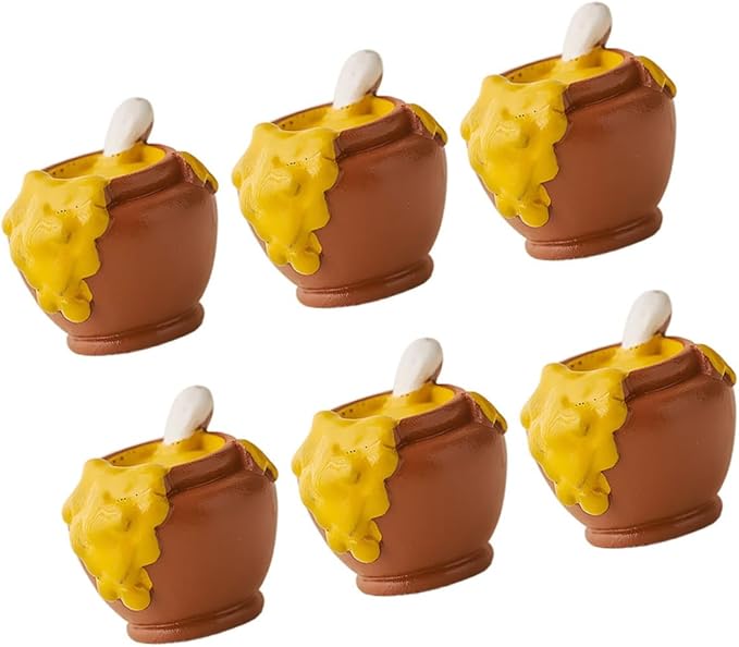 6pcs Miniature Resin Honey Pot Set Adorable Dollhouse Decor for Landscape Decorations Realistic Mini Jars for Creative Scenes and Charming Displays