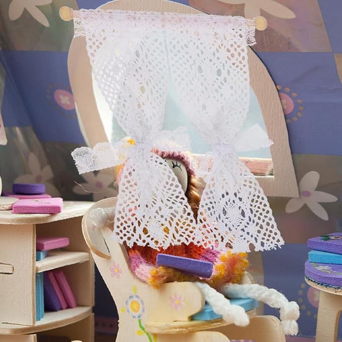 TOYANDONA 3pcs Dollhouse Curtains, 1/12 Scale Dollhouse Lace Curtains Miniature Window s for Miniature Accessories
