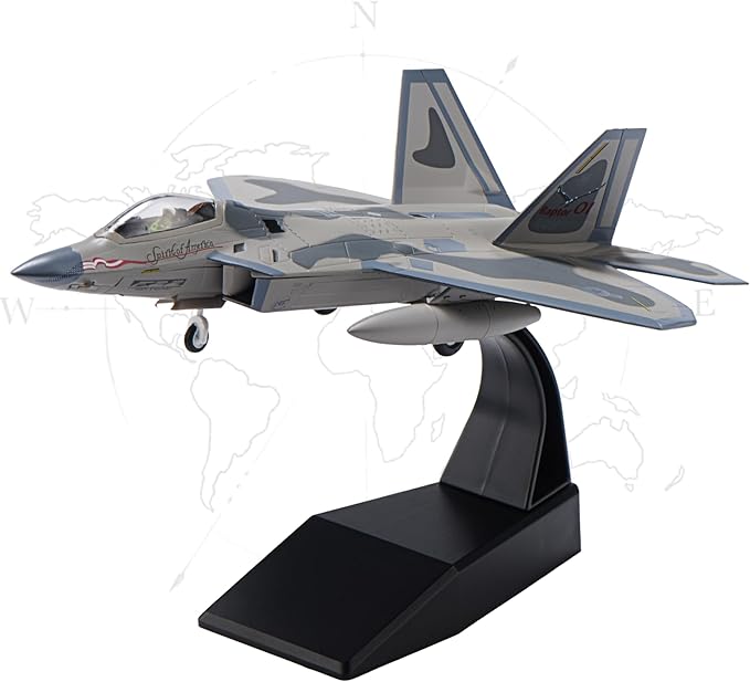 F-22 Raptor Die-cast Airplanes-1/100 Scale Spirits of American Fighter Jet Metal Aircraft Model for Collector, Aviation Enthusiast-Premium Collectiable with Display Stand