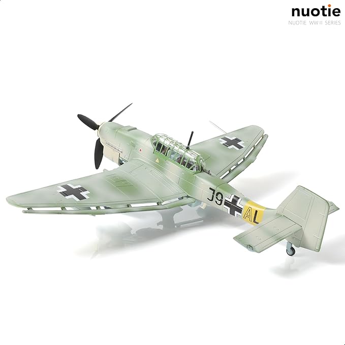 1/72 Junkers Ju 87 Stuka Bomber Aircraft Model WW II Metal Die-cast Classic Military Fighter Model Pre-Built WWII Legendary German Bomber Model with Display Stand Collection Gift for Adults