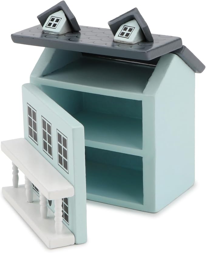 Miniature Cottage for Dollhouse Accessories Desktop Decor Wooden Mini House Storage Decoration Ornament Nice Present for Miniature Lovers (Blue)