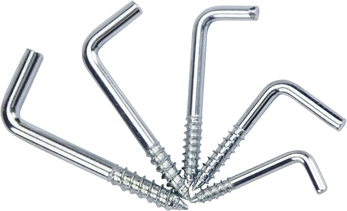 BJUTYEU 5 Sizes of Spiral L-Shaped Bolts; Coat Hooks; Key Jewelry Hangers, 85 Pieces Set, zinc Plated Black self-Tapping Screws Hooks, Suitable for Home/Workplace/Office