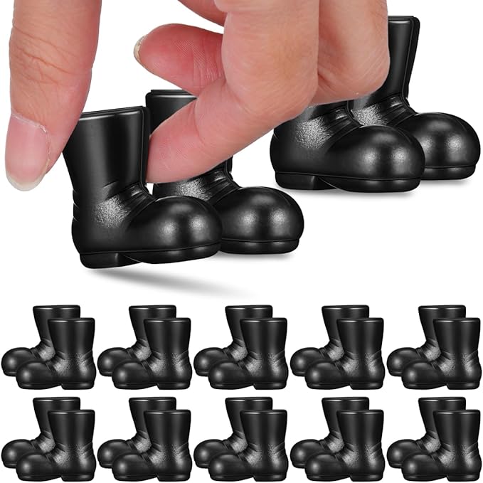Christmas Miniature Santa Boots Model Black Pe Decorative Mini Shoes for Dollhouse Festive Xmas Ornament 1.18 X 1.10 X 0.55 Inch Durable Holiday Decoration