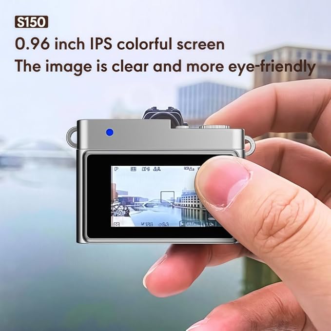 Retro Mini Digital Video Keychain Camera Small bodycam 1080P HD Video Go Cam 0.96" IPS Screen 4 Colors Type-C Pro17g 8GB Pocket Video Recorder for Travel Recording Gifts for Girls Stocking Stuffers