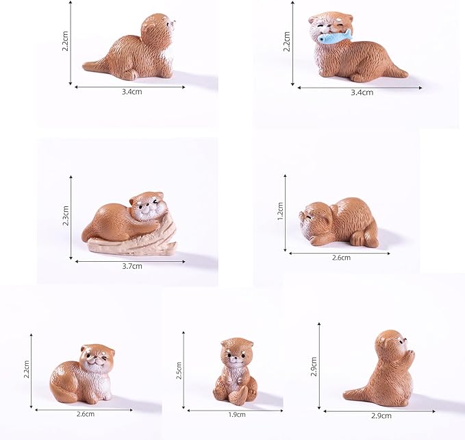49 Pcs Mini Resin Animals Miniature Otters Figures Resin Otters Cake Toppers for DIY Fairy Garden Moss Landscape Cake Decoration