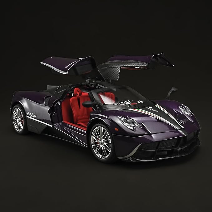 Car Toys for Boys 1 18 Scale Diecast Cars Compatible for Pagani Huayra Dinastia Model Car Kits Collection,Metal Pull Back Cars with Light and Sound,Toy Cars for Boys Age 4-7（Purple）