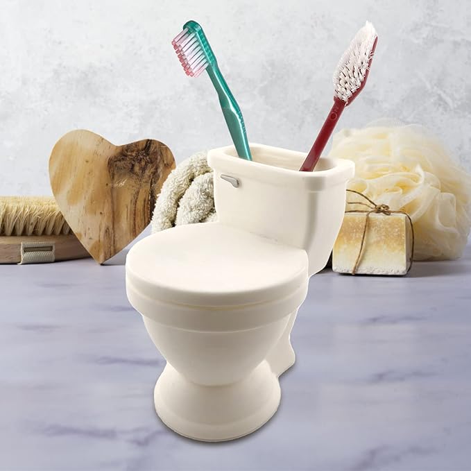 Kwirkworks Silly Toilet-Shaped Toothbrush Holder – Fun Bathroom Organizer for Kids, Holds 4 Toothbrushes, Hilarious and Functional