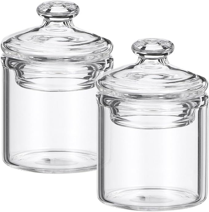 2 Pcs Miniature Glass Jars with Lids Doll House Decor 1 12 Scale Mini Model Storage Tank Realistic Miniature Glass Canisters for Dollhouse Accessories 1.02X0.78X0.78 Inch