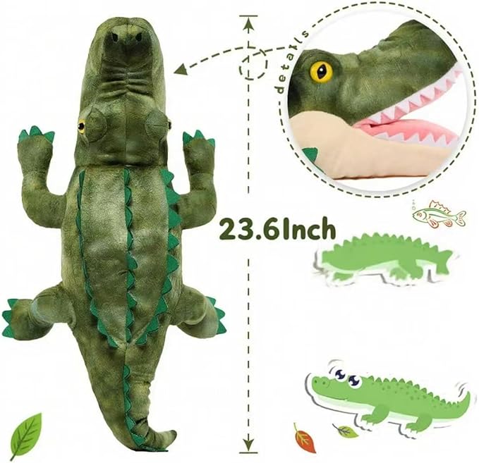 7Pcs Alligator Stuffed Animal, 23.6" Giant Crocodile Plush Toy with 3 Baby Crocodiles Plushies, Stuffed Alligator Gift for Kids on Birthday,Christmas or Baby Shower,Party Decorations