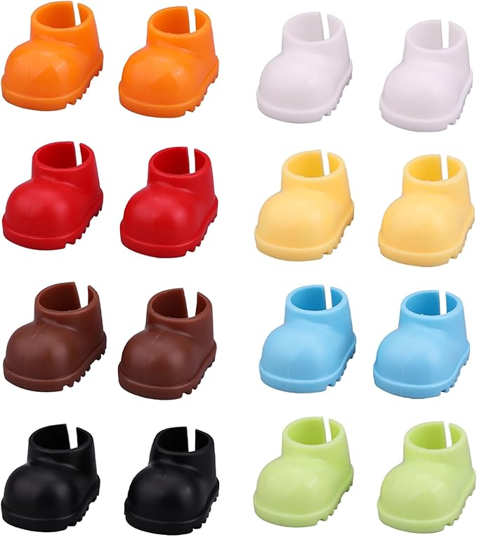 8 Pair 17cm Doll Shoes - Fashionable Mini Boots for 6.7in Dolls, Assorted Colors, PVC Material,Doll Accessories