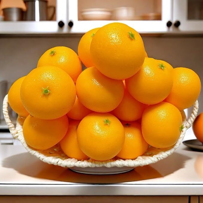 24 Pcs Artificial Faux Decorative Oranges,Fake Oranges for Decoration Lifelike, Realistic Fake Fruit for Christmas Home Kitchen Festival Party Decoration