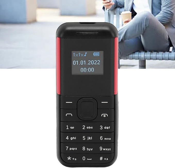 GOWENIC Small Mini Phone, 2G GSM Dual SIM Unlocked Smartphone, 0.66inch Screen 380mah Kids Small Smartphone, Bluetooth Sound Player Basic Phone (Black Red)