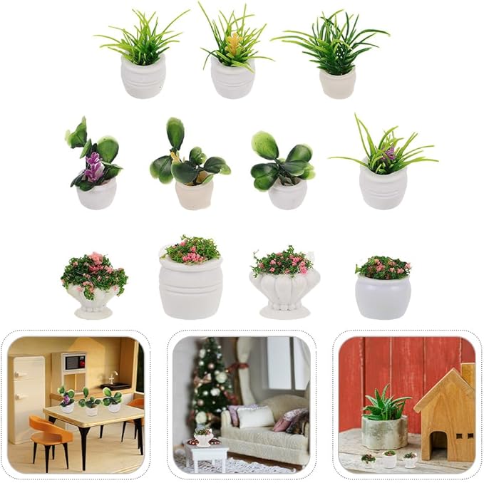 Toyvian Miniature Dollhouse Plants Set 22Pcs 1.38In Artificial Bonsai Potted Flowers for Dollhouse Decoration Tiny Greenery Accessories for DIY Crafts Home Christmas and Birthday