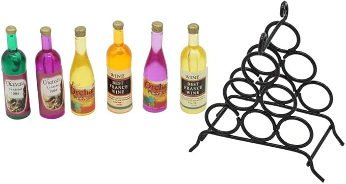 simhoa 1/12 Dollhouse Miniature Wine with Rack Kitchen Room Furniture Table Decoration