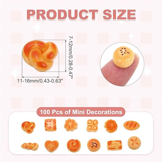 Mini Cute Mini Bread Snack Series Decor, Miniature Doll Food Crafts for Dollhouse & Landscape & Mini Kitchen & Micro Fairy Garden & DIY Craft Decorations(Yellow, 60pcs)