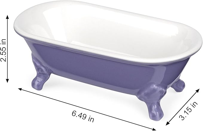NEWHENGS 6.5" Ceramic Mini Decorative Clawfoot Bathtub Bar Soap Dish, Kitchen Sponge Holder and Shower Tray for Bathroom, 1 Pack(Jubilee)