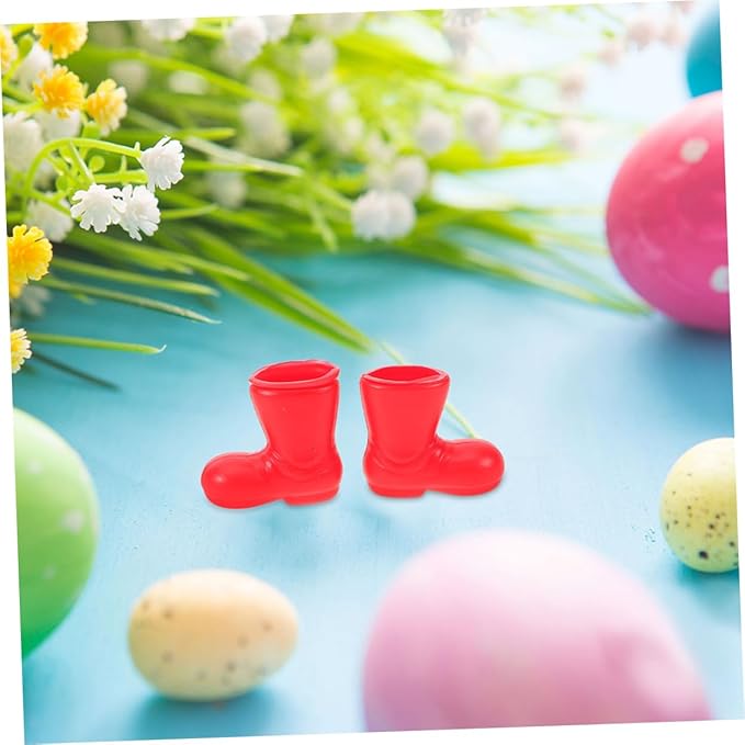 TOYZFRIENDY 100pcs Miniature Santa Claus Boots Cute Red Doll Plastic Rain Shoes for Christmas Table Centerpiece DIY Craft Projects Holiday Ornaments and Dollhouse Decorations