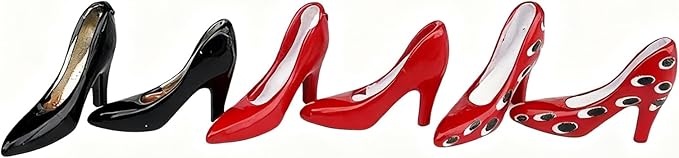 Vdaxvme 3 Pairs of Hand-Painted Miniature Iron Shoes with High Heels, Scale 1:12 for Dollhouses, Decorations, Realistic Shoe Collection, Collectable Miniature Shoes for Dollhouses