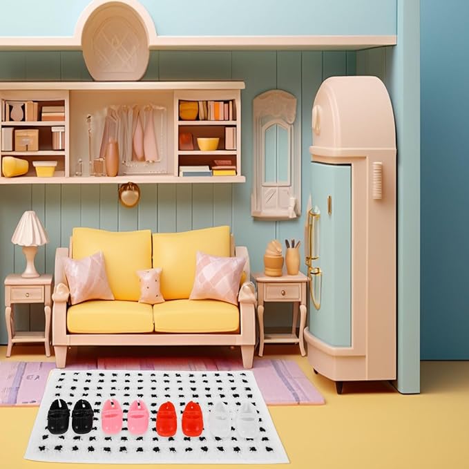 KESYOO 17cm Doll House Shoes 8 Pairs Mini Flat Shoes for Dollhouse Adornments Toy Home Decor