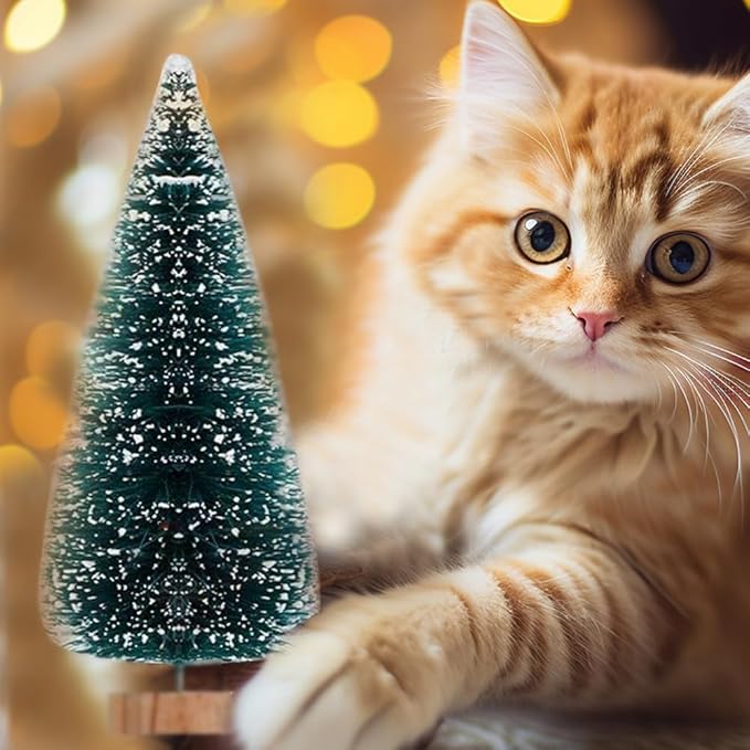 Yahpetes Artificial Mini Christmas Trees, 30 Pcs Sisal Snow Pines in 5 Sizes, Crafting Displaying Decoration, Tabletop Xmas Tree for Home, Party