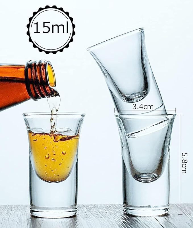 Goldmeet Mini Shot Glass Set, 0.5oz/15ml 6pcs Clear Bullet Cups with Heavy Base, Cute Whiskey Glasses Set Small Glass Cups, Perfect for Party, Bar, Club, Cocktail Favor Housewarming Gift
