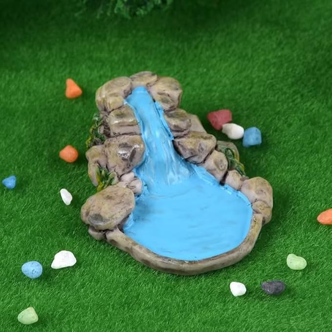 Blue DIY Miniature Mini Water Pool Fairy Garden Lawn Ornament Outdoor Statues for Mountain Dollhouse Decor Craft, Garden Sculptures and Statues, Outdoor Statues