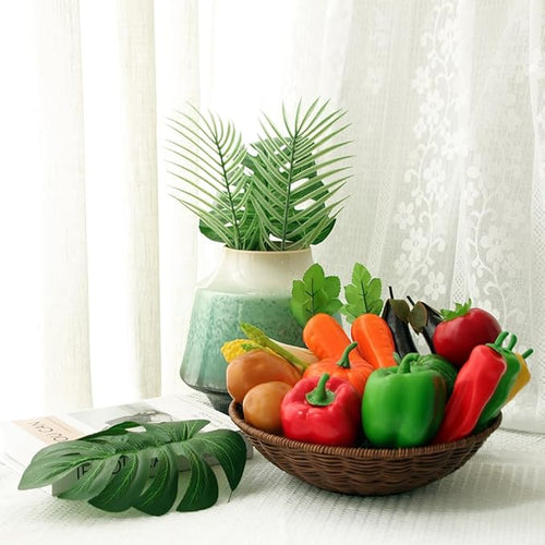 17Pcs Artificial Vegetables Realistic Faux Vegetables for Decoration Faux Vegetable Set Fake Food Carrot Pumpkin Eggplant Potato Bell Peppers for Home Kitchen Party Festival Photography Props