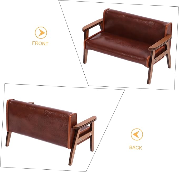 Zerodeko Mini Sofa Chair 1 12 Scale Dollhouse Furniture Pu Leather Vintage Tiny Sofa for Miniature Scene Decoration and Dollhouse Accessory