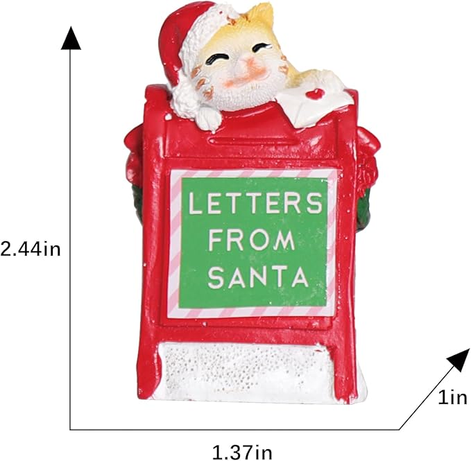 Christmas Village Accessories Ornaments Resin Christmas Village Sets Decoration for Xmas Festival Holiday (Cat Read Letter)