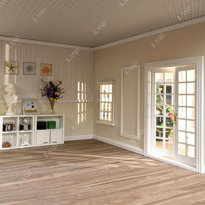iland Miniature Dollhouse Wallpaper and Flooring 1/12 1/6 Scale (Gentle White Embossed Texture)