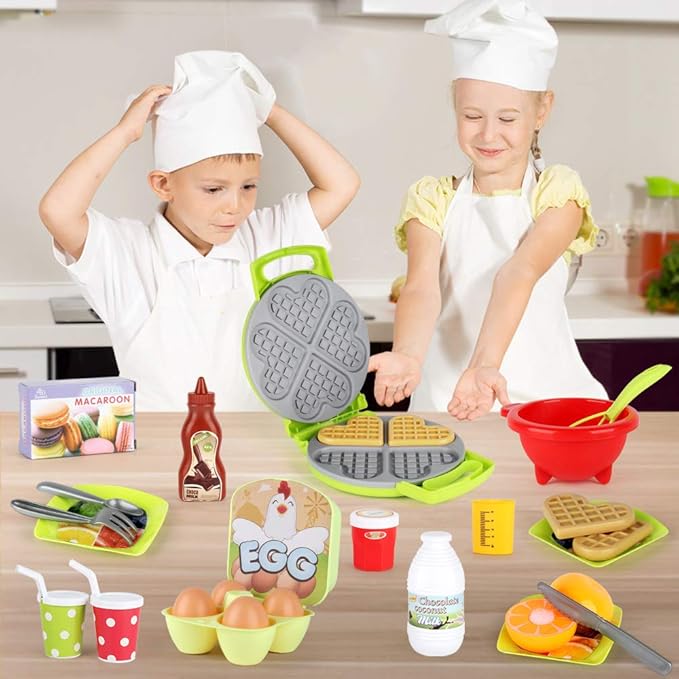 LiDi RC 27 Pack Waffle Play Food Toys for Toddlers ,Kitchen Sets for Kids,New Sprouts Waffle Time Variety Toys Gift for Kid Children ,Early Educational Learning Game for Age 3 4 5 6 7 8 Boys Girls